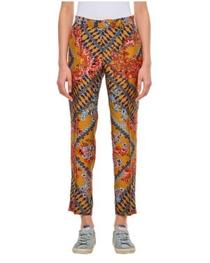 Alberto Biani Straight-Leg Pants With Vibrant Floral And Geometric Print - Orange
