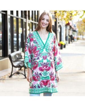 TRUEDAMES Paisley Printed Cover Up Dress - Blue