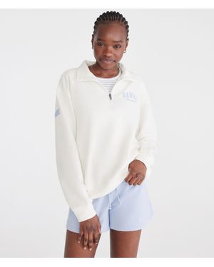 Aéropostale Hawaii Oversized Quarter-Zip Sweatshirt - White