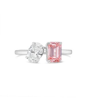 Diana M. Jewels 14Kt Lab Grown Diamond Oval And Emerald Fashion Ring Weighing 1.69 Cts Tw - Pink