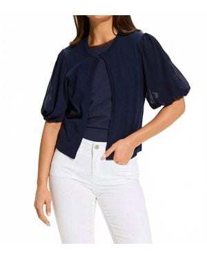 Fdj Eliana Elbow Sleeve Cardigan - Blue