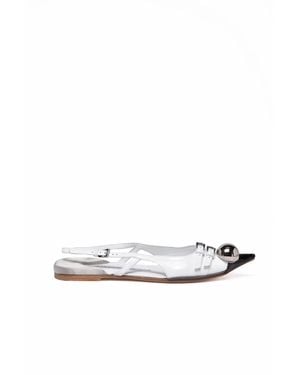 Dove Nuotano Gli Squali Patent Leather Slingback Flat Shoes - White