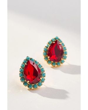 The Pink Reef Pear Stud Earrings - Red