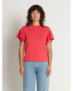 Nation Ltd Camille Flutter Sleeve Top - Red