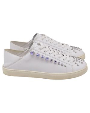 Stuart Weitzman Goldie Shine Convertible Low-Top Sneakers N Leather - Gray