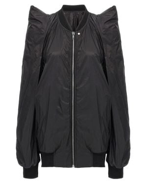 Rick Owens Lightweight Nylon Jacket With Ribbed Knit Details - Black