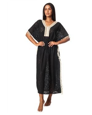 La Moda Clothing Keira Lace V-Neck Cover-Up Kaftan - Black