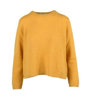 Kangra Plush Crewneck Sweater With Cropped Fit - Yellow