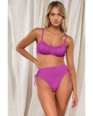 Swim Systems Rib Malia High Waist Bikini Bottom - Pink