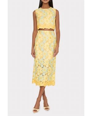 MILLY Alina Lace Sleeveless Top - Yellow