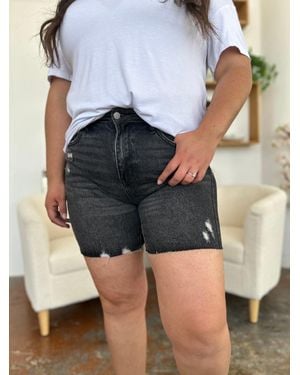 TRUEDAMES Full Size High Waist Rigid Magic Denim Shorts - Blue