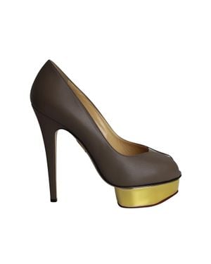 Charlotte Olympia Charlotte Olympia Peep-Toe Leather Platforms - Metallic