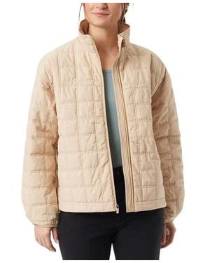 BASS OUTDOOR Puffer Jacket Kelp Quilted Full Zip Oversized Spring Fts697 - Natural