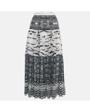 Roberto Cavalli Printed Silk Maxi Skirt - Gray