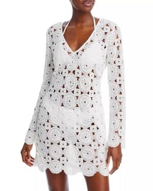 Aqua Crochet Cover Up Dress - White