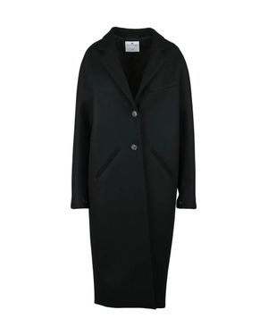 Courreges Wool Coat Button Detail - Black