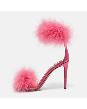 Alexandre Vauthier Feather And Satin Veronica Ankle Strap Sandals - Pink