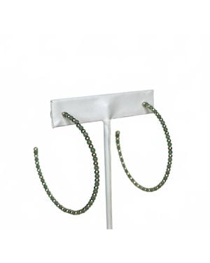 Marlyn Schiff Semi Precious Beaded Post Hoop Earrings - White