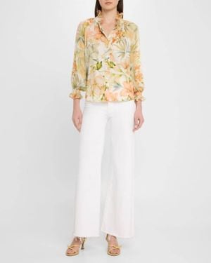 Finley Fiona Botanical Print Shirt - White