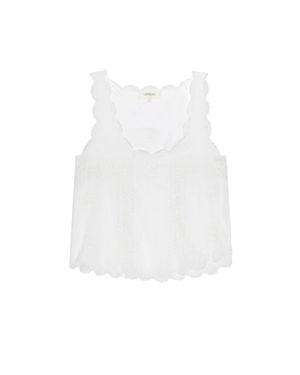 The Great The Scalloped Eyelet Tank Top - White