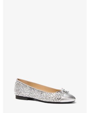 MICHAEL Michael Kors Michael Kors Piper Flex Embellished Metallic Ballet Flat - White