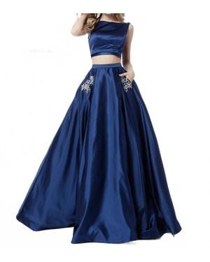 Sherri Hill Two Piece Prom Gown With Pockets - Blue