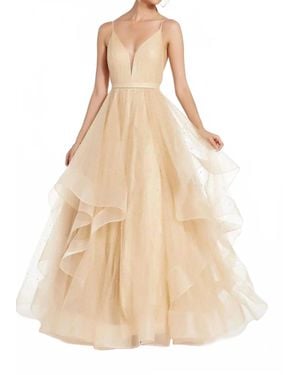 Alyce Paris Glitter V Neck Tulle Prom Dress - Natural