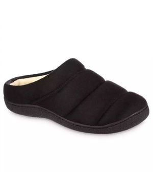 Isotoner Microsuede Puffer Eco Comfort Clog Slipper - Black