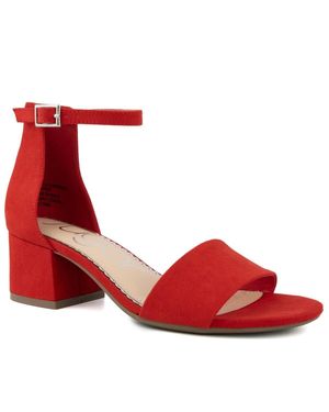 Sugar Noelle Efk227 Sandals 9.5 Suede Block Heel Ankle Strap Gbnc639 - Red