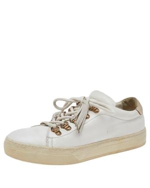 Tod's Leather Tassel Trim Low Top Sneakers - White