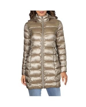 Via Spiga Metallic Midi Puffer Coat - Natural