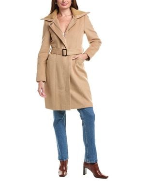 Sam Edelman Asymmetrical Wool-Blend Trench Coat - Natural