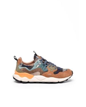 Flower Mountain Leather-Blend Two-Tone Sneakers - Blue