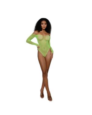Dreamgirl Rhinestone Off Shoulder Bodystocking - Green