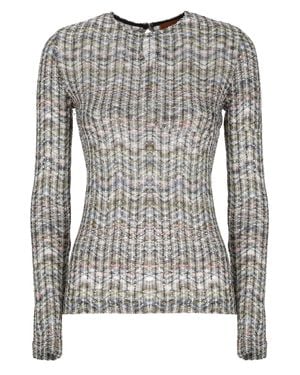 Missoni Sequined Lurex Round Neck Viscose Sweater - Gray