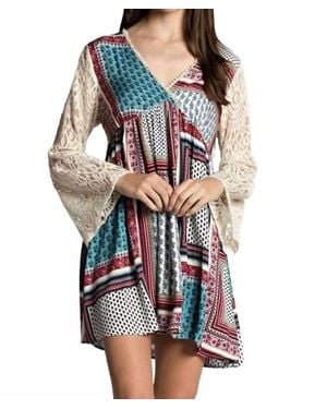 Kori Hanky Border Print Lace Dress - Multicolor