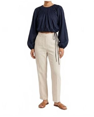 Merlette Lotus Smocked Cropped Top - Blue