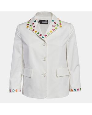 Love Moschino Stud Embellished Gabardine Blazer - White