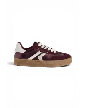 Tamaris Burgundy Leather Sneakers Sneaker Shoes - Brown