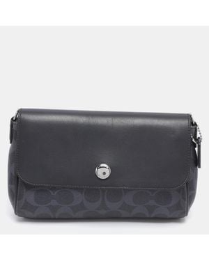COACH Signature Coated Canvas And Leather Reversible Flap Crossbody Bag - Black