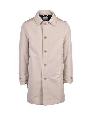 Aspesi Mid-Length Raincoat With Quilted Interior And Button Closure - Natural