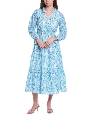 Sail To Sable Smocked Waist Midi Dress - Blue