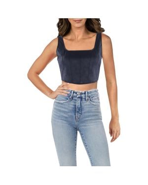 Sage the Label Faux Suede Bustier Pullover Top - Blue