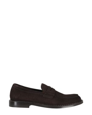 Doucal's Penny Leather-Sole Suede Loafers - Black