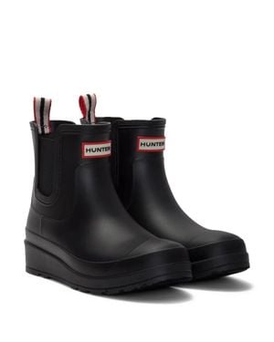 HUNTER Tabitha Round Toe Waterproof Pull-On Rain Boots Hawk302 - Black