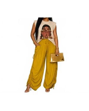 Fancy Dream USA Ruched Flow Wide Leg Pants - Yellow