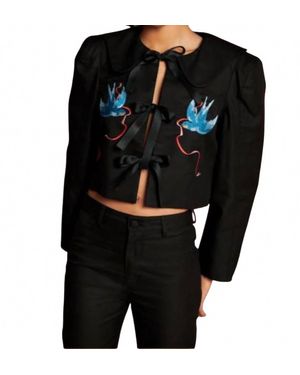 Sister Jane Turtle Dove Bow Cropped Jacket - Black