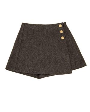 8apart Junior Ellen Flannel Button Skirt - Brown