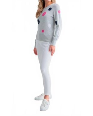 Marble Cotton Polka Dot Fine Knit Sweater - Blue