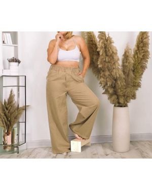 Zenana Wide Leg Paper Bag Pants - Metallic